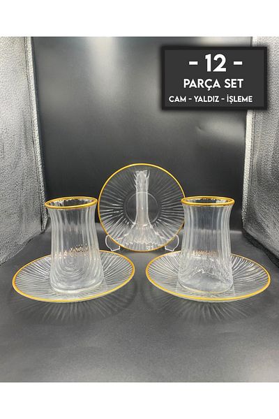 gkzglass home dekor New Year Elysia Rhe Gilded 12 Piece Luxury Tea Set New Product