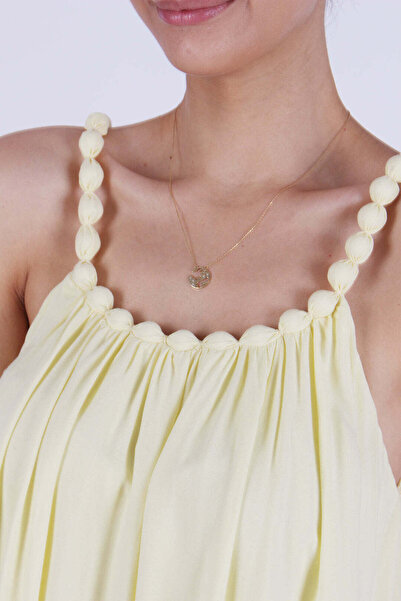 FABB Sarı Yaka Detaylı Astarlı Elbise