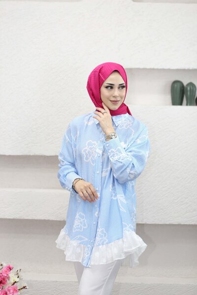 MERVE TESETTÜR Πουκάμισο με λεπτομέρειες από τούλι