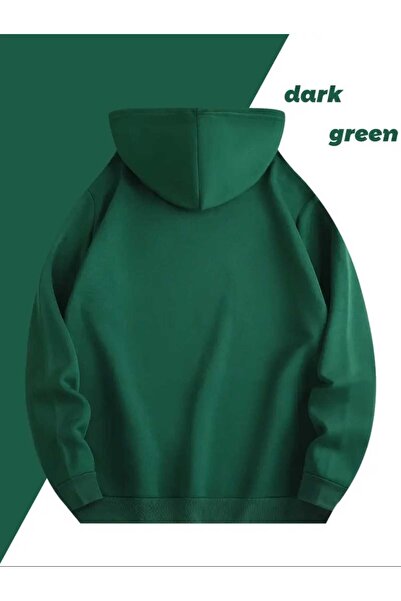 caddekombin Hanorac verde cu glugă cu imprimeu All Things Grow, cu buzunar și lână în interior