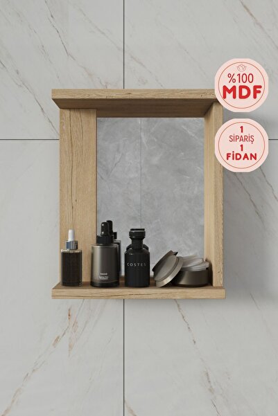 BALNEOM Menekşe Aynalı %100 Mdf Duvar Rafı