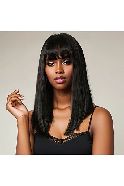 Generic Medium Long Black Hair Wig - High Temp Wire