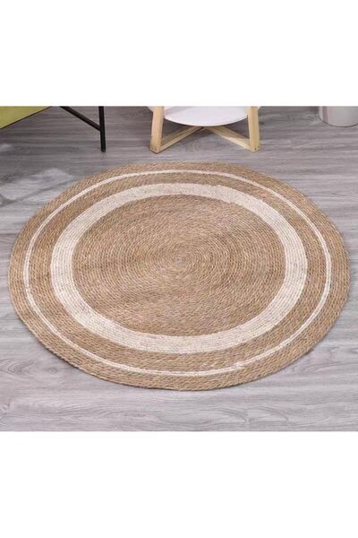 genric FFD Natural Jute Rug Round Handmade Reversible Carpet Area Door Mat Hand Braided FloorMat 120cm