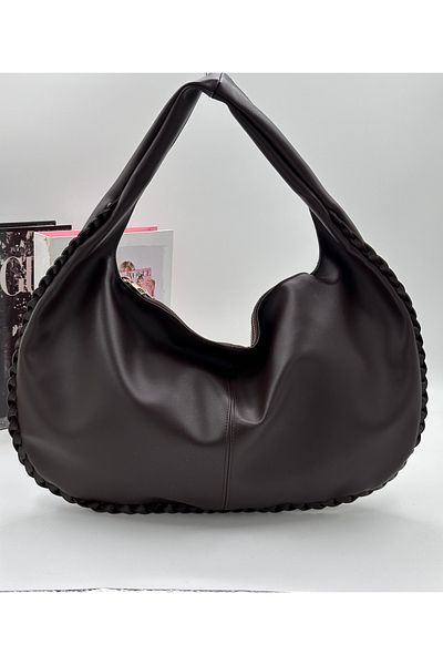 Elanore Bitter Brown Plain Leather Retro Bttg Women's Shoulder Bag