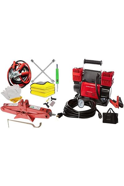 CFT California Dual Cylinder Car Air Compressor Ultra Extreme 4x4,300 L/M 150 PSI Include Car Jack 1.5 T