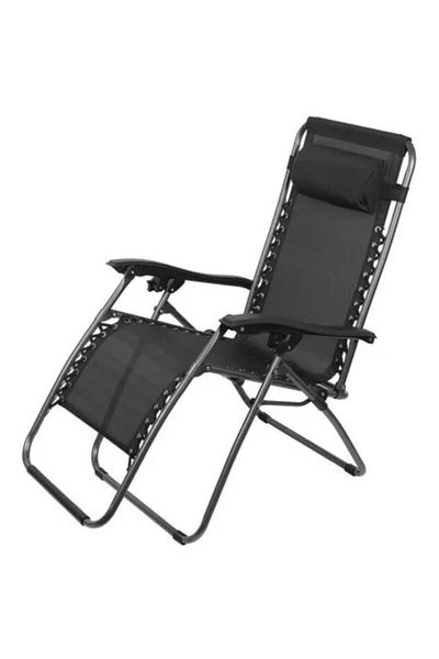 Strend Pro Garden sunlounger, metallic, foldable, black, max 120 kg, 177 x 66 x 108 cm, Sonora
