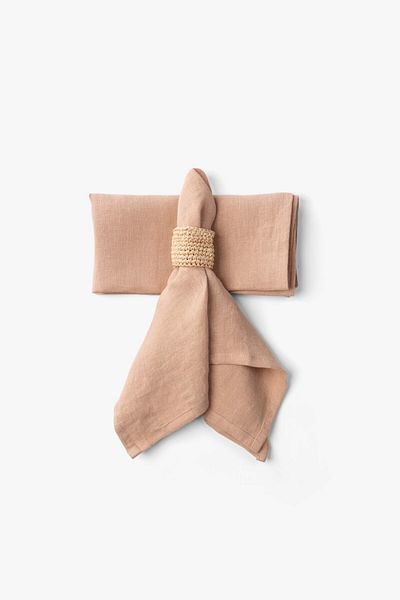 JOJOMIA Lona 2-Piece Linen Fabric Serving Presentation Napkin 45X45 Salmon