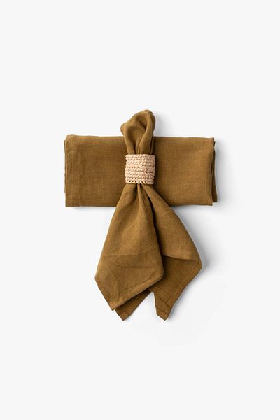 JOJOMIA Lona 2-Piece Linen Fabric Serving Presentation Napkin 45X45 Gold