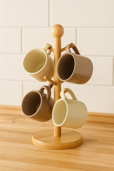 Sezka Life Bambu Tezgah Üstü Fincan Ve Kupa Askısı Mutfak Düzenleyici Fincan ...