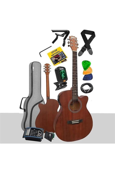 AyrStore Phx-188EQ Set Masif Ağaç Elektro Akustik Gitar 4/4 (GİGBAG Çanta Tun...