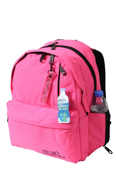 MUST 584600 Pink-- Double Pocket Primary School Backpack-Pink