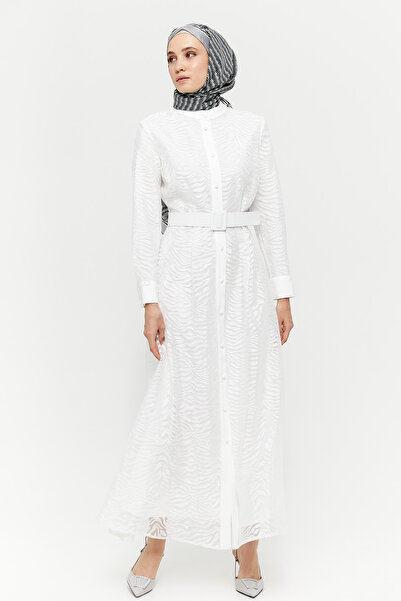 Setrms Zebra Desenli Kemerli Elbise