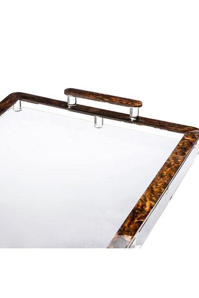 Dania Acrylic tray with a beautiful and elegant brown frame, size 30*40 cm
