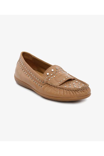 Greyder 34392 Tan Genuine Leather Laofer Casual Women's Shoes