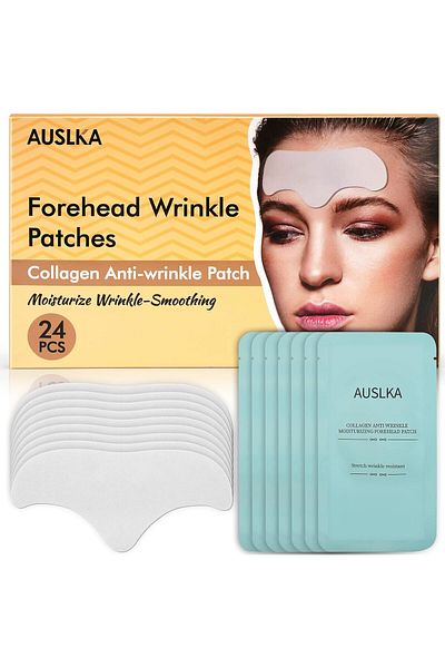 AUSLKA Anti-wrinkle forehead patches, with collagen, hyaluronic acid, glycerin and aloe extract, 24 pieces