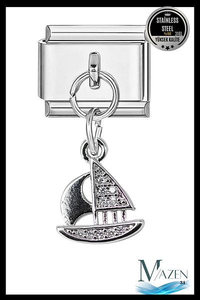 MAZEN Sailboat Dangle Charm |   Italian Bracelet Compatible |   Italian Charm Women's Jewelry Accessory