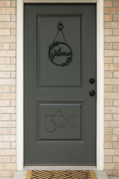 3art Metal Metal Welcome Door Ornament – Modern and Stylish Welcome Sign with Hanger, Decorative Door Top Ornament