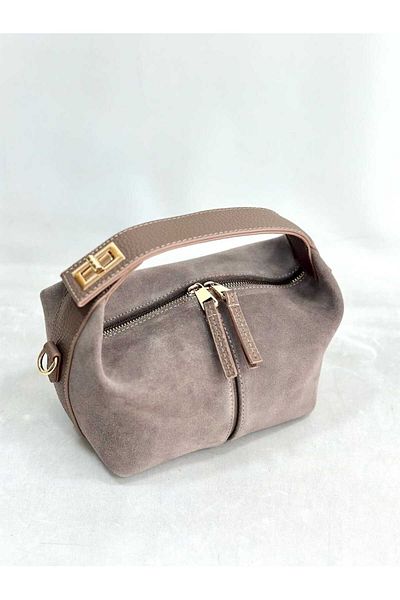 Sibel Shoes Nude Buckle Detailed Genuine Leather Hand and Shoulder Bag