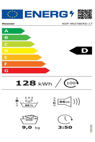 Hoover NDP 9N2TBERS-17 9 kg Wi-Fi Bağlantılı Isı Pompalı Kurutma Makinesi