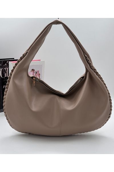 Elanore Beige Plain Leather Retro Bttg Women's Shoulder Bag