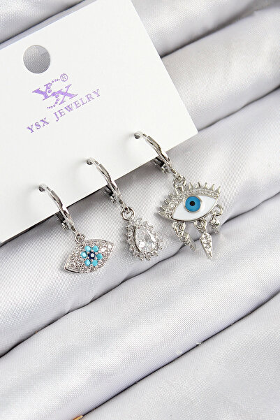 Epilons أقراط نسائية من Bfs مصنوعة من حجر الزركون النحاسي مكونة من 3 قطع مودي...