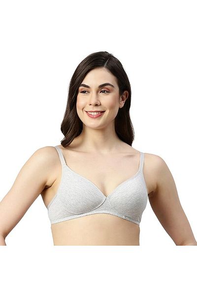 Enamor A039 Perfect Coverage Supima Cotton T-Shirt Bra Greymelange
