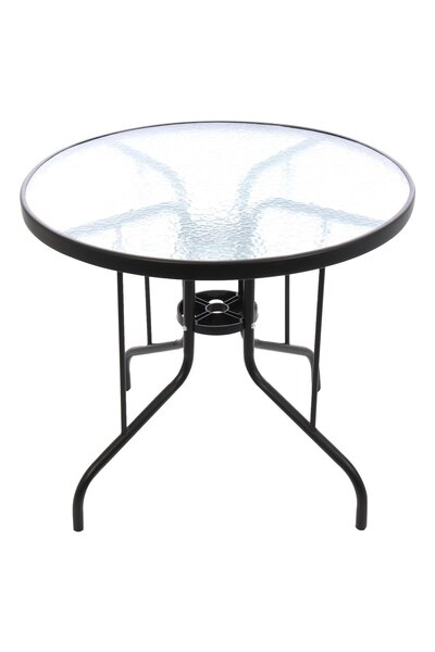 OEM Masa pentru Interior/Exterior, Cadru Metalic cu Blat de Sticla, rotunda, 4 persoane, 80 x 70 cm