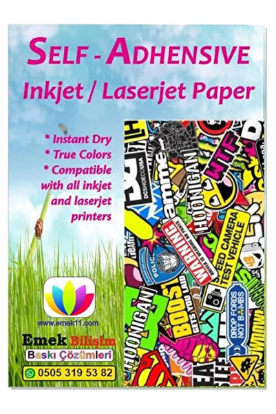 AyrStore Inkjet Ve Laser Uyumlu Sticker Güçlü Yapışkanlı 50 Adet A4 Etiket Ka...