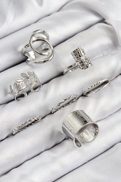 Belle Fusion مجموعة خاتم نسائي من النحاس من طراز BFS بلون فضي