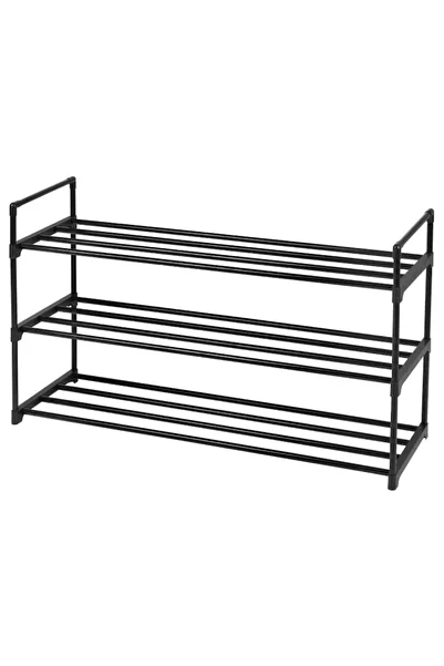 Glow Goods Metal Shoe Rack with 3 Shelves, Black