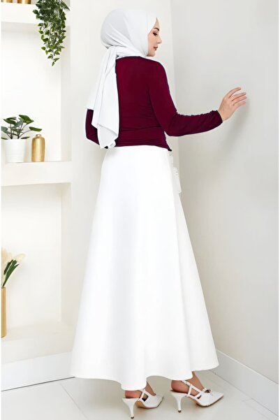 CNG MODA Puff Scuba Fabric Zippered Skirt