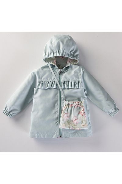 Midimod Wind & Rain Resistant Floral Girl's Raincoat Seasonal Coat with Double Sided Bag