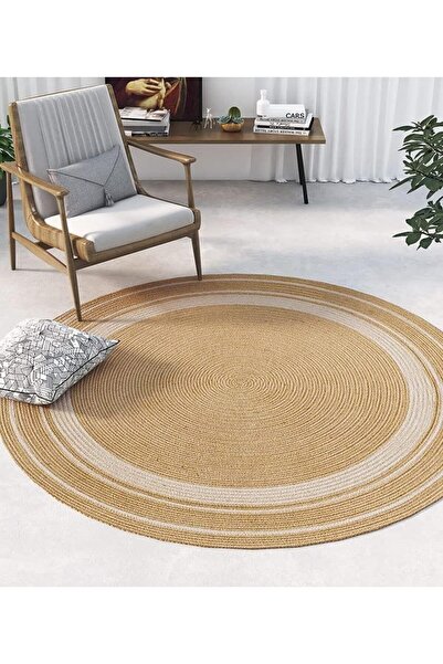 LINGWEI FFD Jute Rug Carpet Hand Made Round Jute Rug Carpet Floor Mat Hand Braided Natural Jute Rug