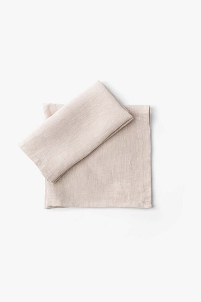 JOJOMIA Lona 2-Piece Linen Fabric Serving Presentation Napkin 45X45 Natural