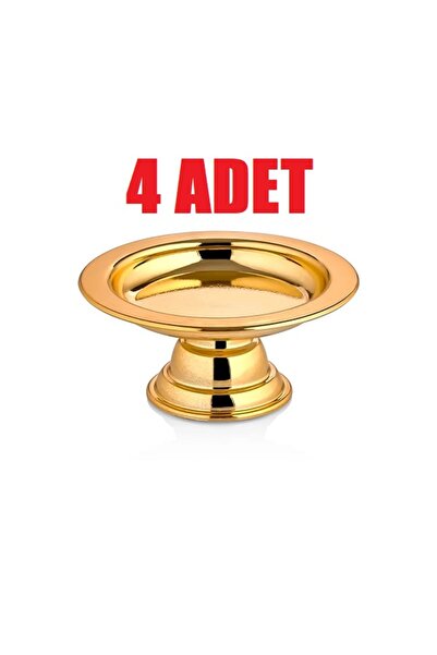 Carat Home Dekoratif Gold Kaplama 4lü Kahve Yanı Sunumluk Lokumluk Lüks