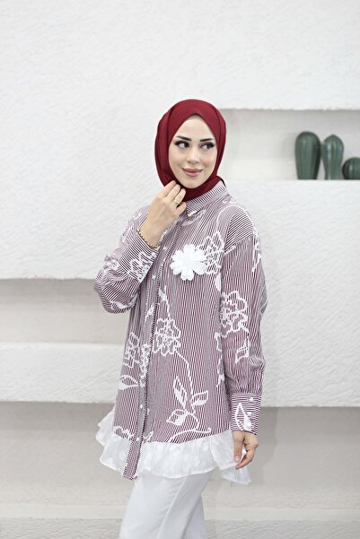 MERVE TESETTÜR Πουκάμισο με λεπτομέρειες από τούλι