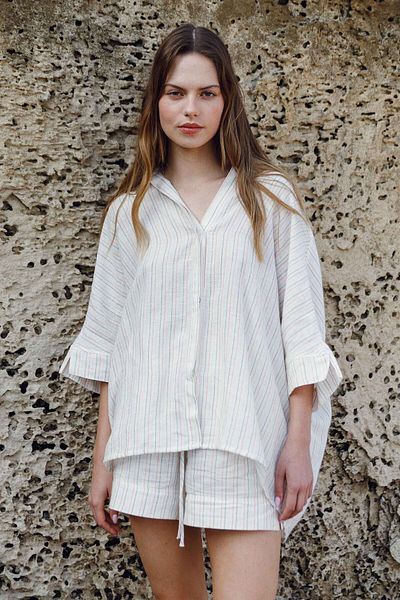 JOJOMIA Larin Short Sleeve Women's Shirt Salmon Striped