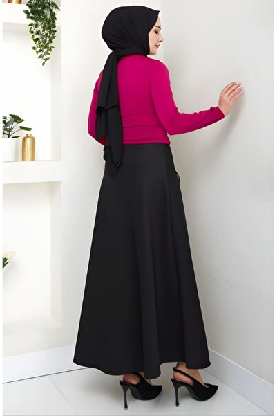 CNG MODA Puff Scuba Fabric Zippered Skirt