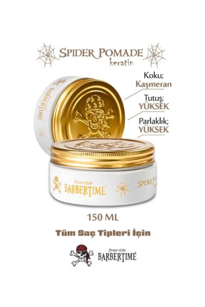 Barbertime SAÇ ŞEKİLLENDİRİCİ WAX SPIDER POMADE KERATIN 150 ML