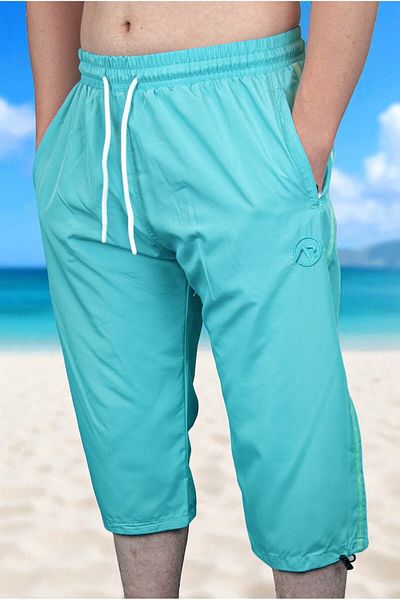 ihvanonline Men's Pool Sea Long Knee Length Capri Shorts Water Green- 1520-25