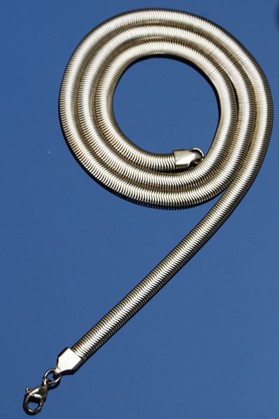 Rua Jewelry Steel Italian Flat Snake Worm Necklace 6 mm Gold Color |   Non-Blackening, Unisex, 2 Years Warranty