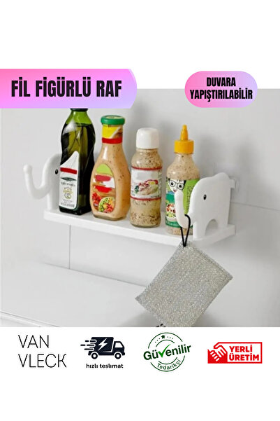 VAN VLECK Fil Figürlü Duvara Yapışan Raf – Banyo & Mutfak Düzenleyici, Su Geçirmez Pratik Organizer
