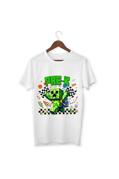 ALPŞAN TİCARET Minecraft dječja i odrasla bela T-shirt unisex dečja majica