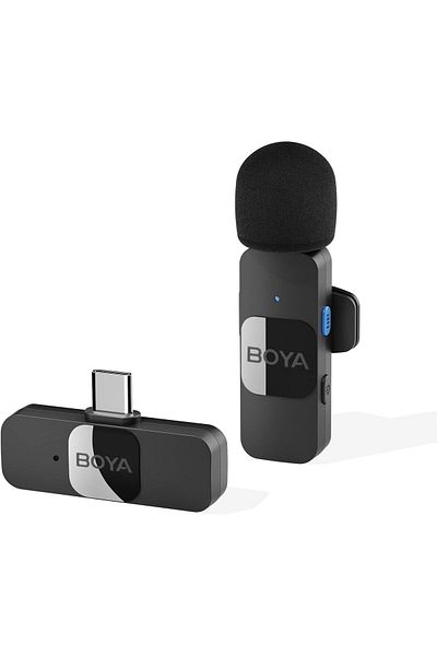 BOYA Wireless Lavalier Microphone BY-V10 (Type C TX+RX), Hypercardioid, Gray