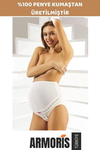 Armoris New Generation Women's Abdominal Shaping and Lifting High Waist 100% Combed Cotton White Maternity Panties