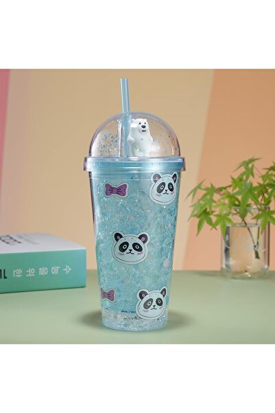 Twisoo Panda Tumbler with Lid and Straw - Double Layer Insulated Reusable Pla...