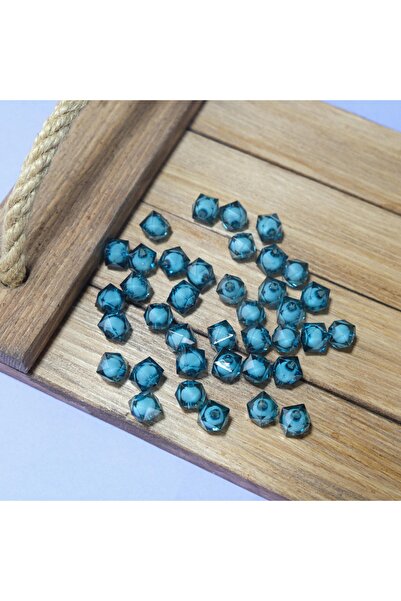 Prestij Boncuk 10 MM albastru petrol cu mărgele acrilice cub model mărgele bi...
