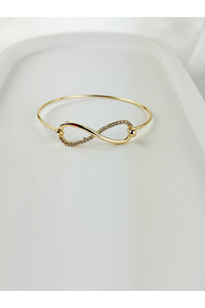 Fubena Yerli Üretim 14K Altın Kaplama 4045 Taşlı Sonsuz Kelepçe Bilezik