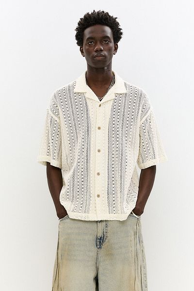 Pull & Bear Short sleeve crochet shirt