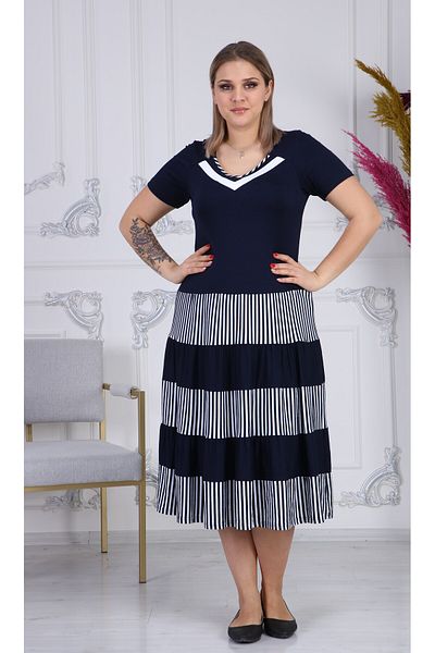 KARAMEŞE Women's Micro Fabric Striped Dress